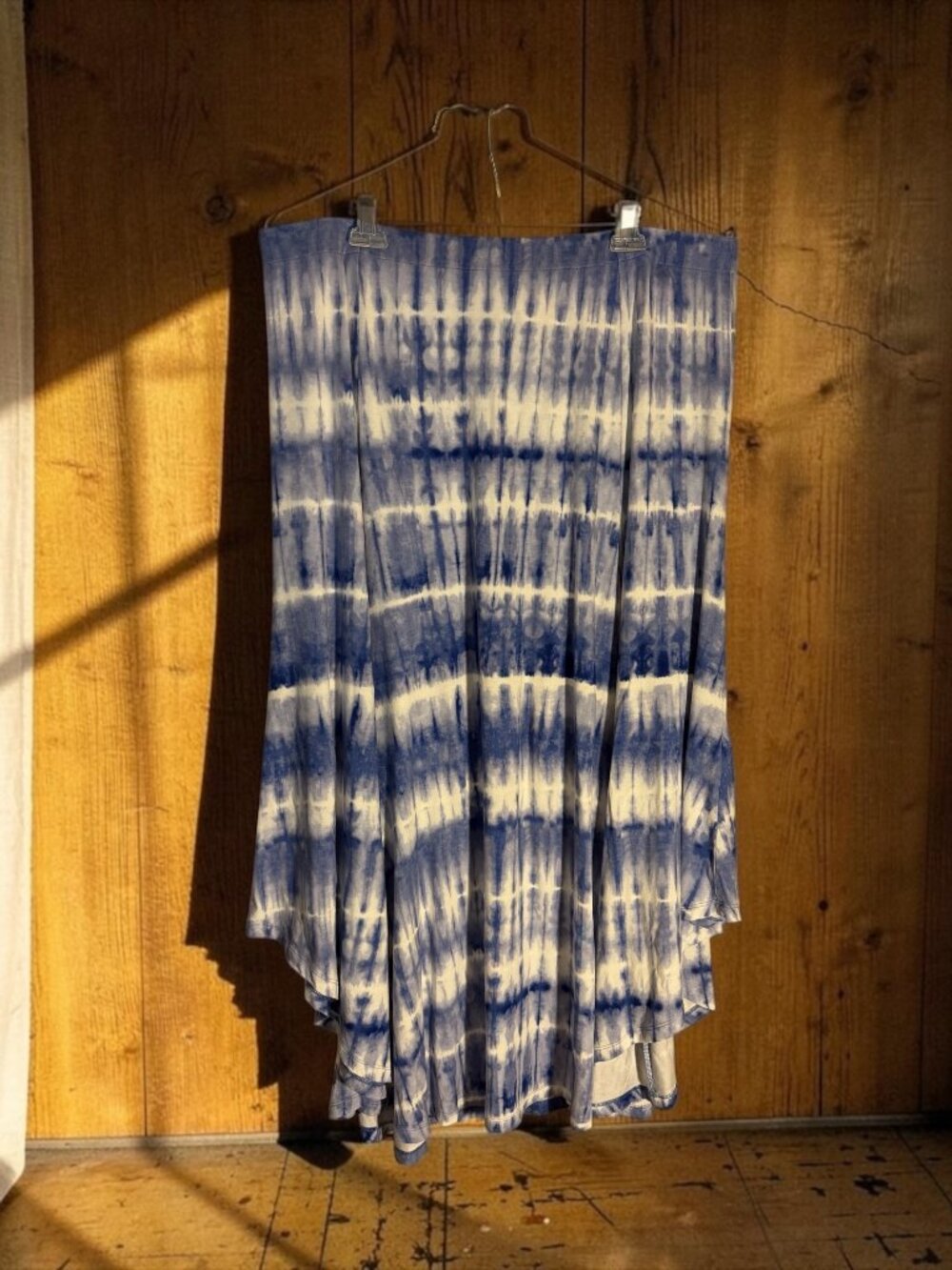 Chicos Marissa Indigo Blue & White Tie-Dye Maxi Skirt Sz XL